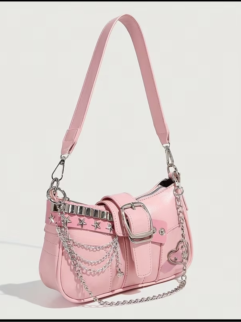 Affordable Fashion Finds Pink Studded Chain Shoulder Bag